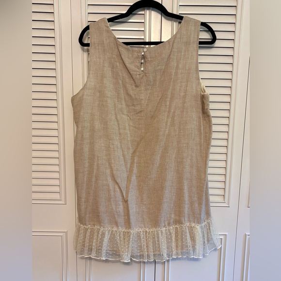 Krazy Kat Tan Ruffled Sleeveless Blouse - Picture 2 of 7